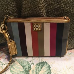 Coach striped wristlet